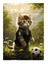 Futbol Oynayan Kedi Desenli Ahşap Tablo 35cm X50cm 1