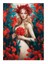 Kırmızı Çiçeklerle Çerçevelenmiş Kadın Modern Mdf Tablo 25cmx 35cm 1