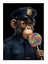 Lolipoplu Polis Maymun Art Mdf Poster 25cmx 35cm 1