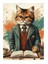 Gözlüklü Profesör Kedi Dekoratif Mdf Tablo 25cmx 35cm 1