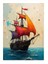 Kırmızı Yelkenli Tekne Tasarım Mdf Tablo 18cm X 27cm 1
