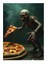 Pizza Yiyen Zombi Desenli Ahşap Tablo 18cm X 27cm 1