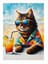 Güneş Gözlüklü Kedi Desenli Mdf Tablo 18cm X 27cm 1