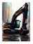 Yağmurlu Günde Ekskavatör Modern Mdf Tablo 35cm X50cm 1
