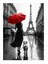 Paris’te Kırmızı Şemsiyeli Kadın Model Mdf Tablo 18cm X 27cm 1