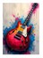 Renkli Gitar Çizimi Dekoratif Mdf Tablo 18cm X 27cm 1