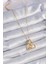 Populermarketim - 316L Çelik Gold Renk Zirkon Taşlı Sonsuzluk Kalp Figür Charm Model Kadın Kolye 2