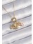 Populermarketim - 316L Çelik Gold Renk Zirkon Taş Detay Çocuk Figür Charm Model Kadın Kolye 1