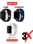 Üçlü Set | Apple Watch 3 4 5 6 7 8 9 Se 38-40-41 mm ve Series 10 (42 Mm) Uyumlu Silikon Kordon Seti 1