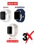Üçlü Set | Apple Watch 3 4 5 6 7 8 9 Se 38-40-41 mm ve Series 10 (42 Mm) Uyumlu Silikon Kordon Seti 1