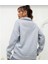 Unisex Uzun Kol Yarım Farmuarlı Yakalı Basic Sweatshirt - Gri 3