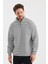 Çizgili Dik Yaka Fermuarlı Comfort Kalıp Sweatshırt (UNI00247) 4