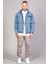 Oversize Buz Mavi Yıkama Modelli Erkek Fermuarlı Bomber Kot Ceket 4