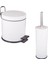 Pedallı Çöp Kovası &wc Fırçalık 2'li Set Beyaz 1
