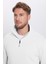 Unisex Relax Fit Rahat Kesim Pamuklu Içi Polarlı Yarım Fermuarlı Beyaz Dik Yaka Sweatshirt 1