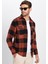 Erkek Slim Fit Dar Kesim Oduncu Çift Cep Kapaklı Kareli Kışlık Gömlek 4