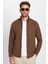 Erkek Slim Fit Dar Kesim Oduncu Kahverengi Düğmeli Yaka Düz Kışlık Gömlek 2