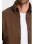 Erkek Slim Fit Dar Kesim Oduncu Kahverengi Düğmeli Yaka Düz Kışlık Gömlek 4