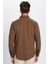 Erkek Slim Fit Dar Kesim Oduncu Kahverengi Düğmeli Yaka Düz Kışlık Gömlek 5