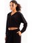 Crop Kapüşonlu Fermuarlı Siyah Kadın Sweatshirt - Atria 2