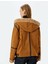 Süet Görünümlü Içi Peluş Kapüşonlu Fermuarlı Cepli Oversize Ceket 4