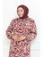 Destan Desenli Bürümcük Farbalı Elbise 46-56 Beden 4571F-02 Bordo 3