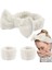 Fiyonk ve Kolluklu Peluş Bandana Makyaj Spa Saç Bandı Beyaz 1