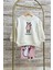 Kız Çocuk 3 Iplik Pamuk Kumaş Çizgi Geyik Baskılı Sweatshirt ve Fitilli Tayt Alt Üst Takım 3