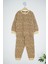 Kız Çocuk Pamuklu Leopar Kalp Desenli Kahverengi Uzun Kollu Pijama Takımı 1