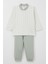 Erkek Bebek Pijama Takımı Kare Desenli 4 Ay-1 Yaş, Ekru 1