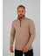 Erkek Dik Yaka Yarım Fermuarlı Selanik Bej Sweatshirt 1