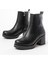 5109-3057 Siyah Lastikli Fermuarlı Kalın Topuklu Günlük Kadın Bot 1