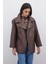 Oversize Deri Ceket - Kahve 2