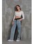 Polopass 021 Kadın Püskül Cepli Bol Paça Penye Kot Denim Pantolon 3