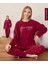 Kadın Kışlık Bisiklet Yaka Soft Kadife Pijama Takımı 07012 - 1 Adet 2