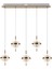 Loret 5'li Sıralı 60 Watt Gold Kristalli Modern Salon Yemek Masası Üstü Sarkıt LED Avize 2