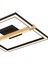 April Siyah 58 Watt Plafonyer Kare Ahşap Desenli Modern Salon LED Avize 3