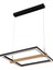 April Siyah Kare 58 Watt Ahşap Desenli Modern Salon LED Sarkıt Avize 2