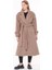 Dipmoda kadın kuşaklı oversize yün kaşe kaban DPPLTN02 - Camel 2
