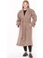 Dipmoda kadın kuşaklı oversize yün kaşe kaban DPPLTN02 - Camel 4