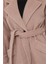 Dipmoda kadın kuşaklı oversize yün kaşe kaban DPPLTN02 - Camel 5