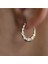 Çizgili Küçük Altın Kadın Küpe 1.6 cm 1