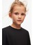 Siyah Basic Unisex Çocuk Mevsimlik Sıfır Yaka Uzun Kollu Tişört 3