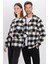 Unisex Relax Fit Rahat Kesim Oduncu Apaş Yaka Çift Cep Kapaklı Kareli Kışlık Gömlek 3