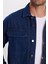 Unisex Relax Fit Rahat Kesim Denim Kapaklı Çift Cepli Lacivert Ceket Gömlek 5