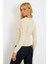 Kadın Saç Örgülü Kazak - Krem 3