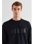 Erkek Relaxed Fit Bisiklet Yaka Logolu Sweatshirt - Siyah 4