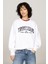 Kadın Varsity Rahat Yuvarlak Yaka Sweatshirt - Beyaz 1