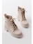 Bej Galata Bağcıklı Fermuarlı Günlük Kadın Bot Bayan BOT37653 4