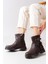 Kahverengi Toka Aksesuarlı Fermuarlı Günlük Kadın Bot Bayan BOT41306 2
